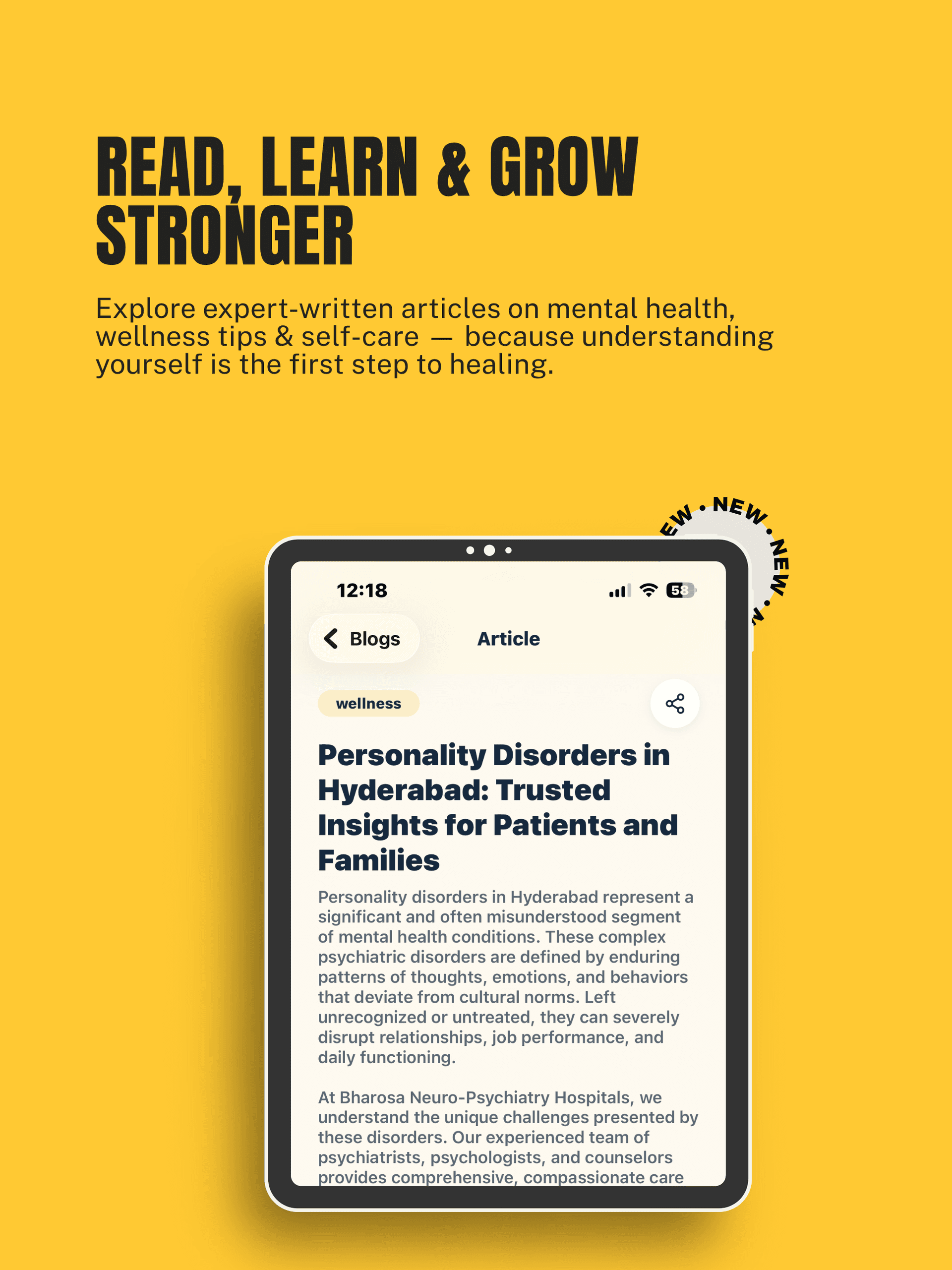 Bharosa Hospitals — Mental Health App tablet view 3