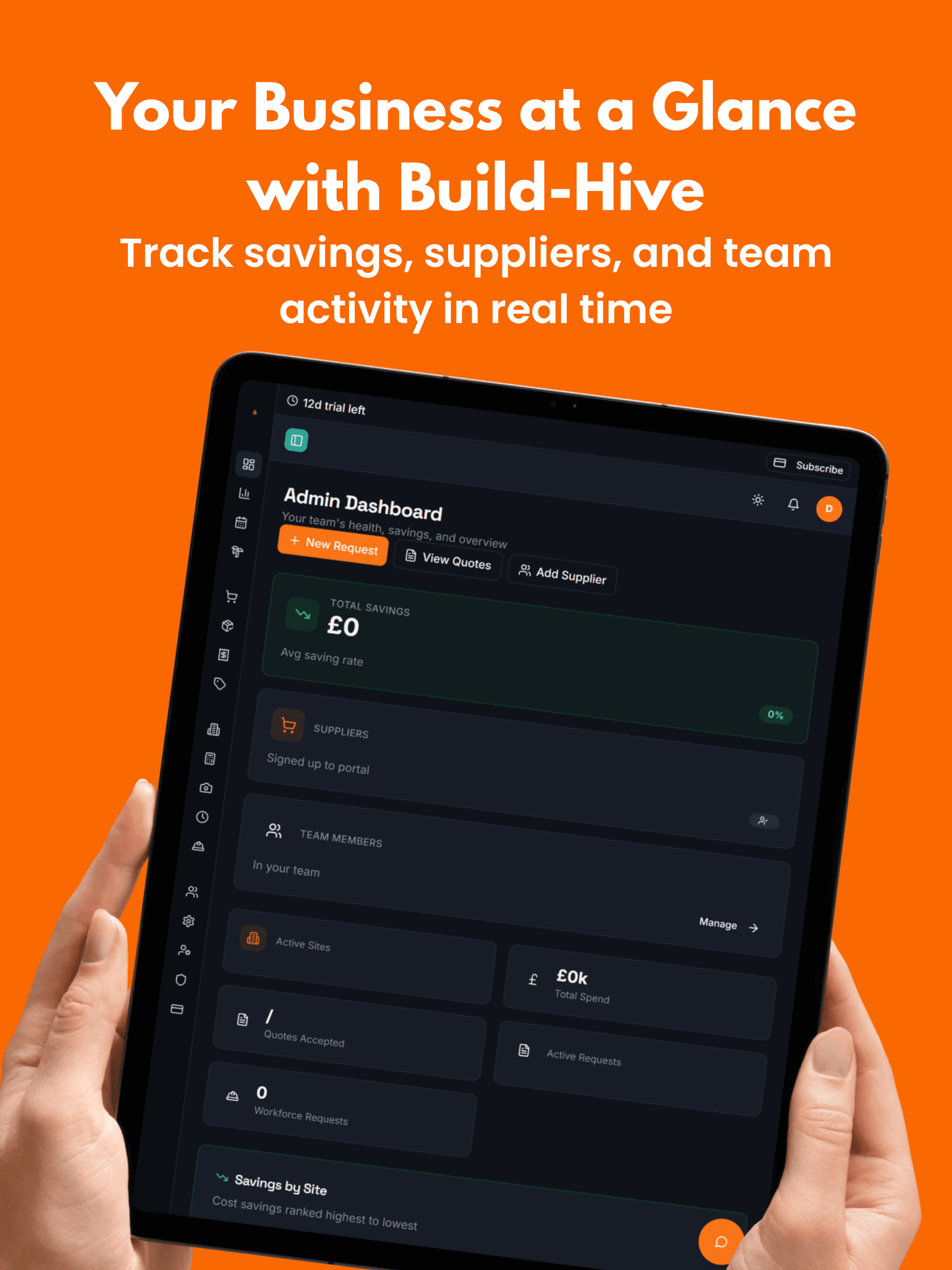 Build Hive — Construction Procurement Platform tablet view 1