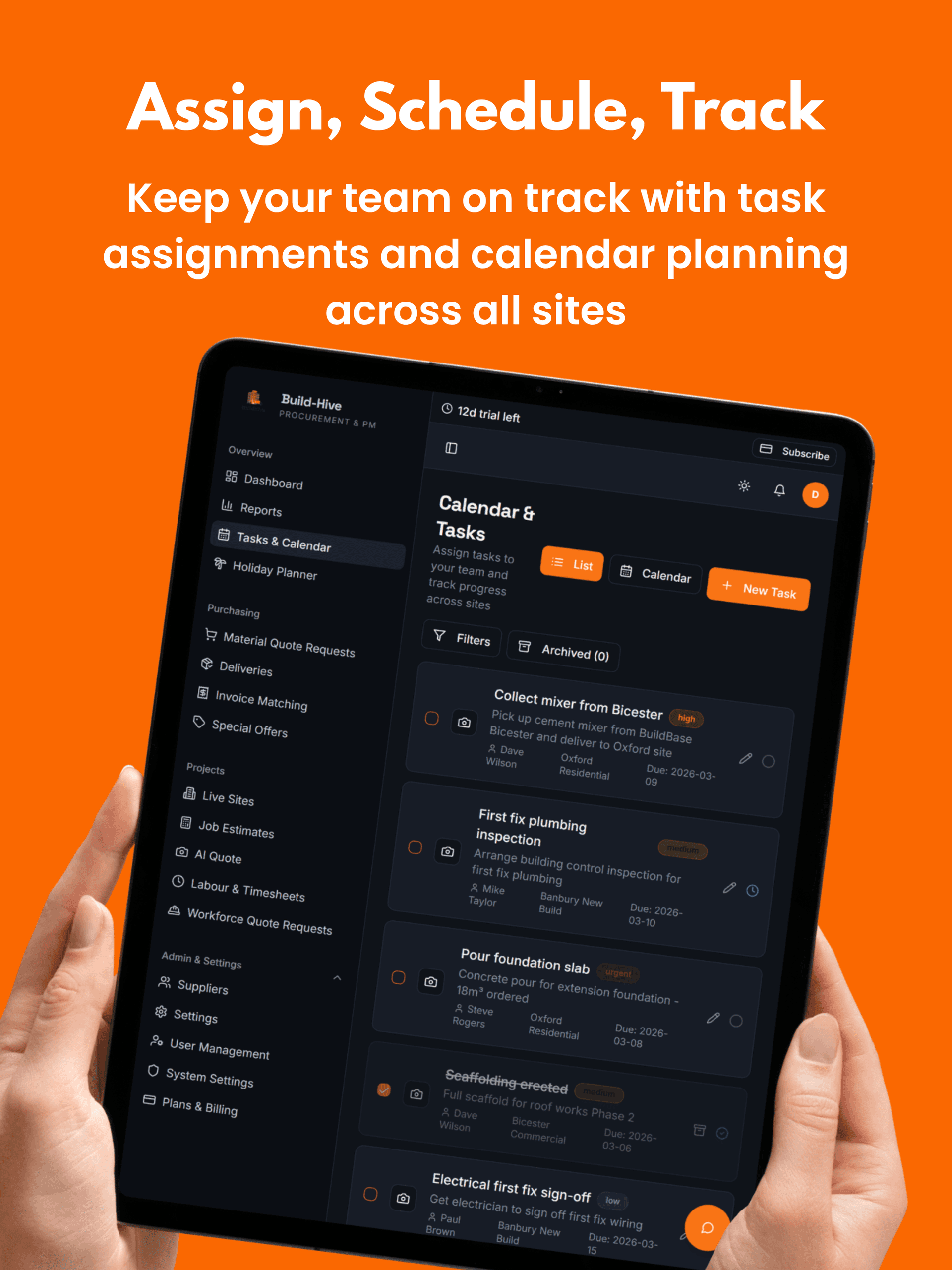 Build Hive — Construction Procurement Platform tablet view 8