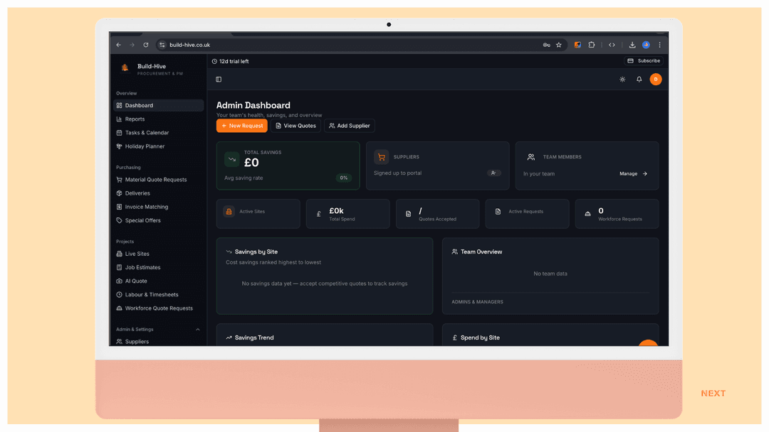 Build Hive — Construction Procurement Platform web platform 2